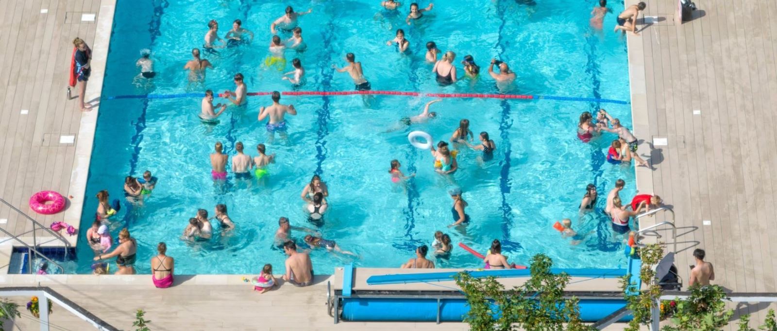 An aerial shot of Petersfield Outdoor Pool